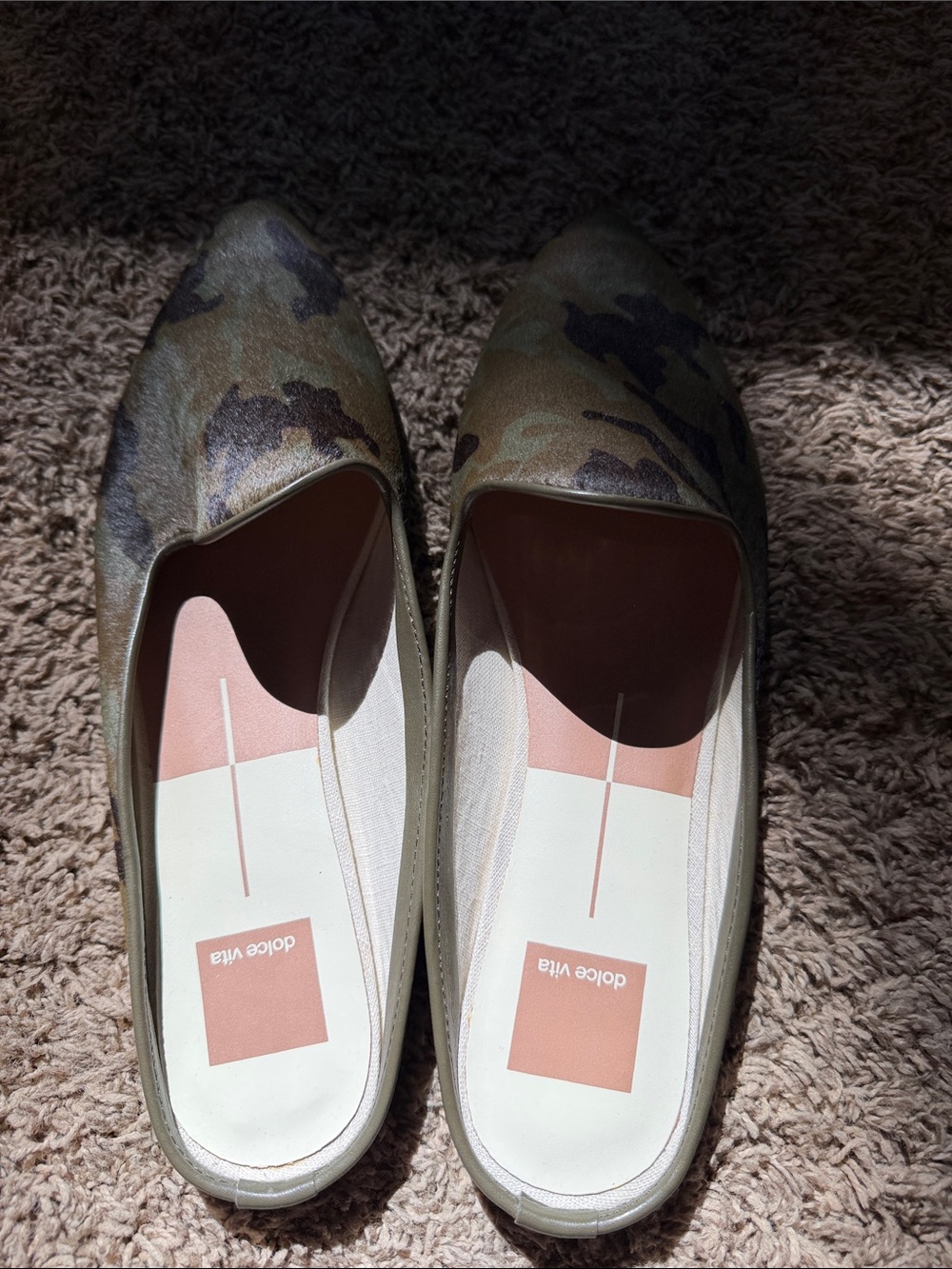 Dolce Vita Olive Camo Pointed Toe Slip-Ons
